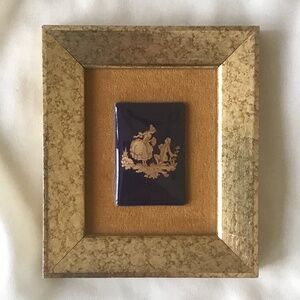 Vintage Limoges Courting Couple With Gold-Tone Frame Wall Hanging
